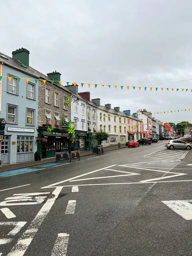 Colorful row houses in the town of Kenmare. 