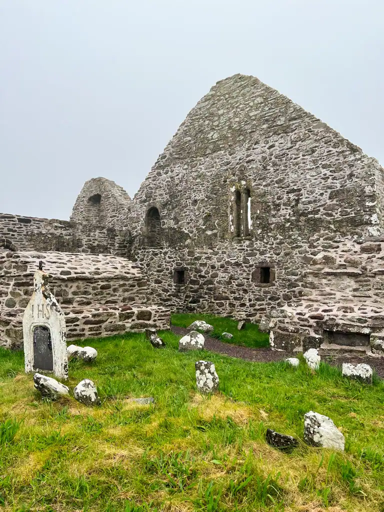 The crumbling remains of Ballinskellig Abbey on the Ring of Kerry.