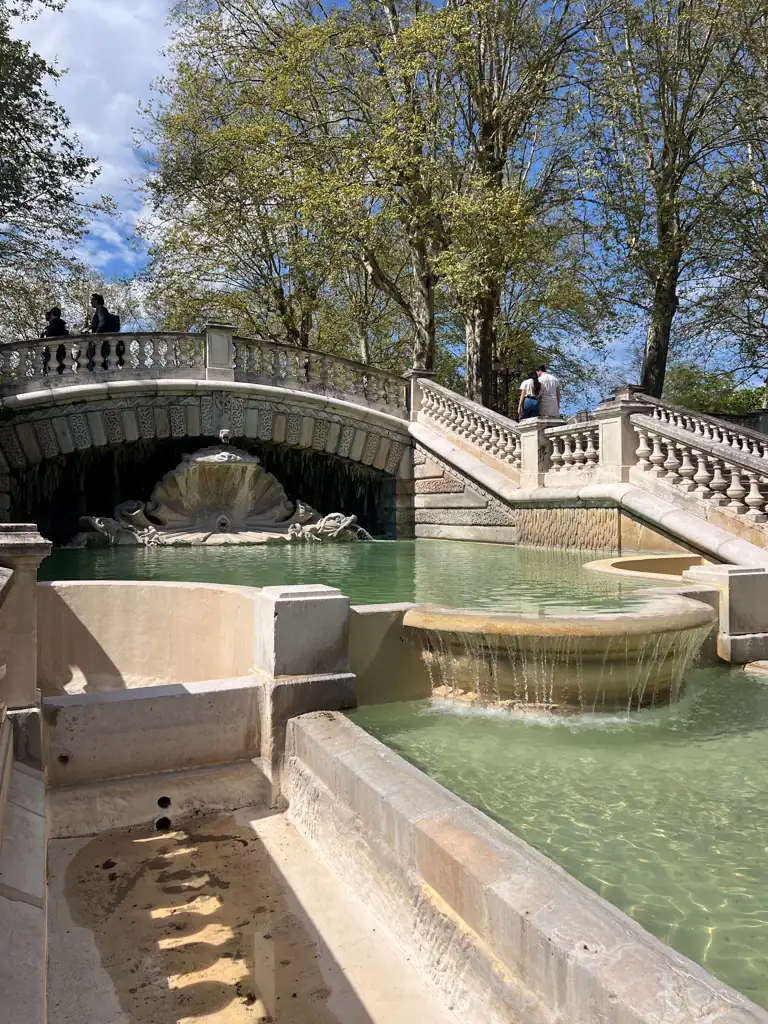 A fountain in Jardin Darcy on Dijon's famous owl trail. 