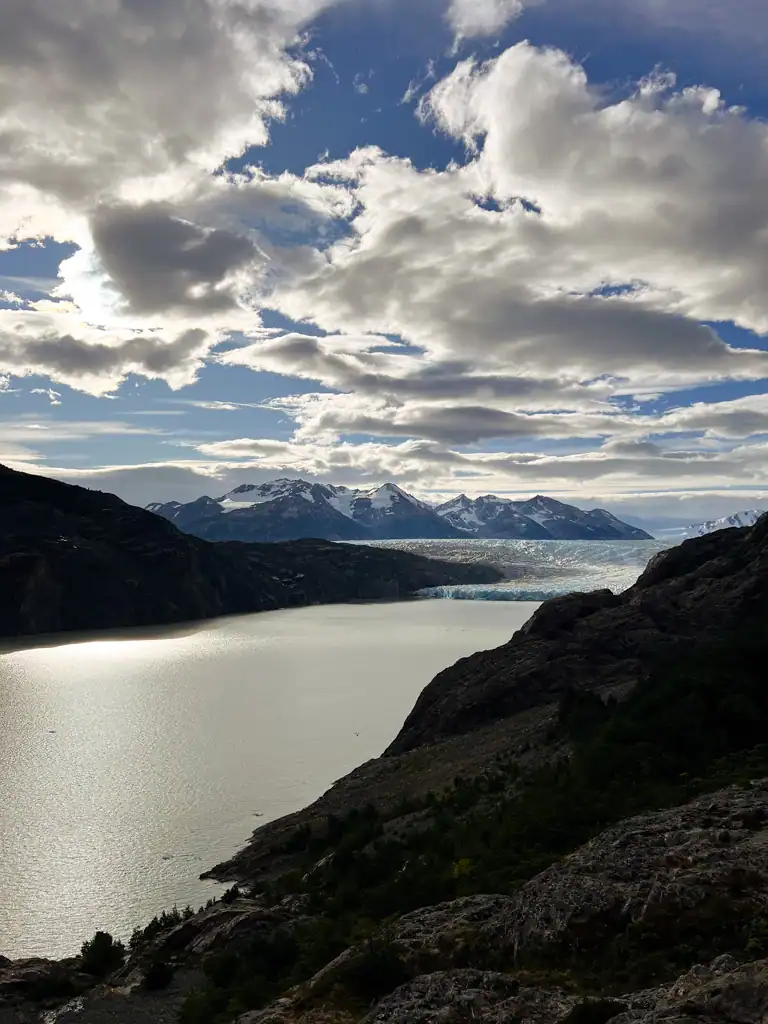 sunset over Grey Glacier in Patagonia W-Trek