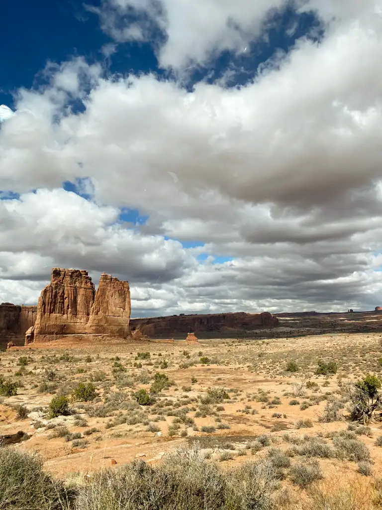 View of rocks at Arches national park. 