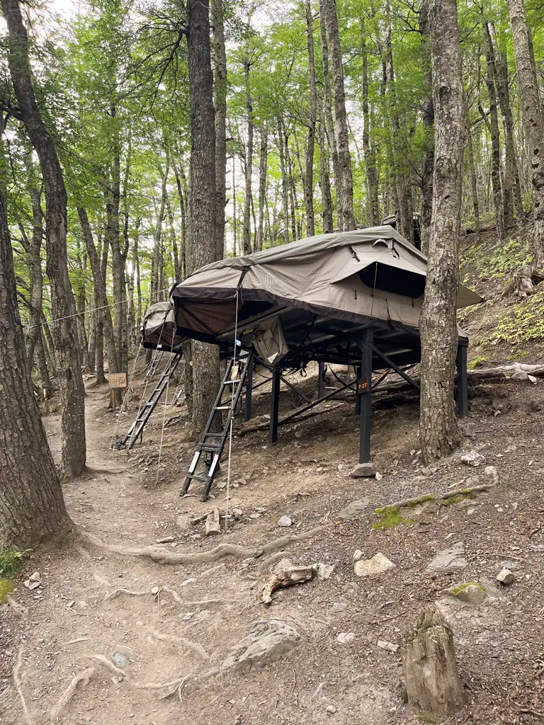 The hillside tents at Chileno on day 4 of the w trek. 