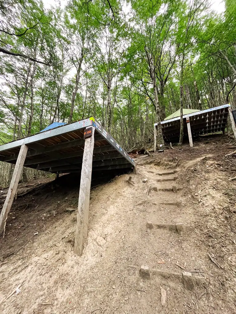 The hillside tents at Chileno on day 4 of the w trek. 