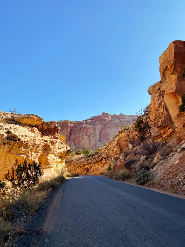 Scenic drive in Capitol Reef national park. 
