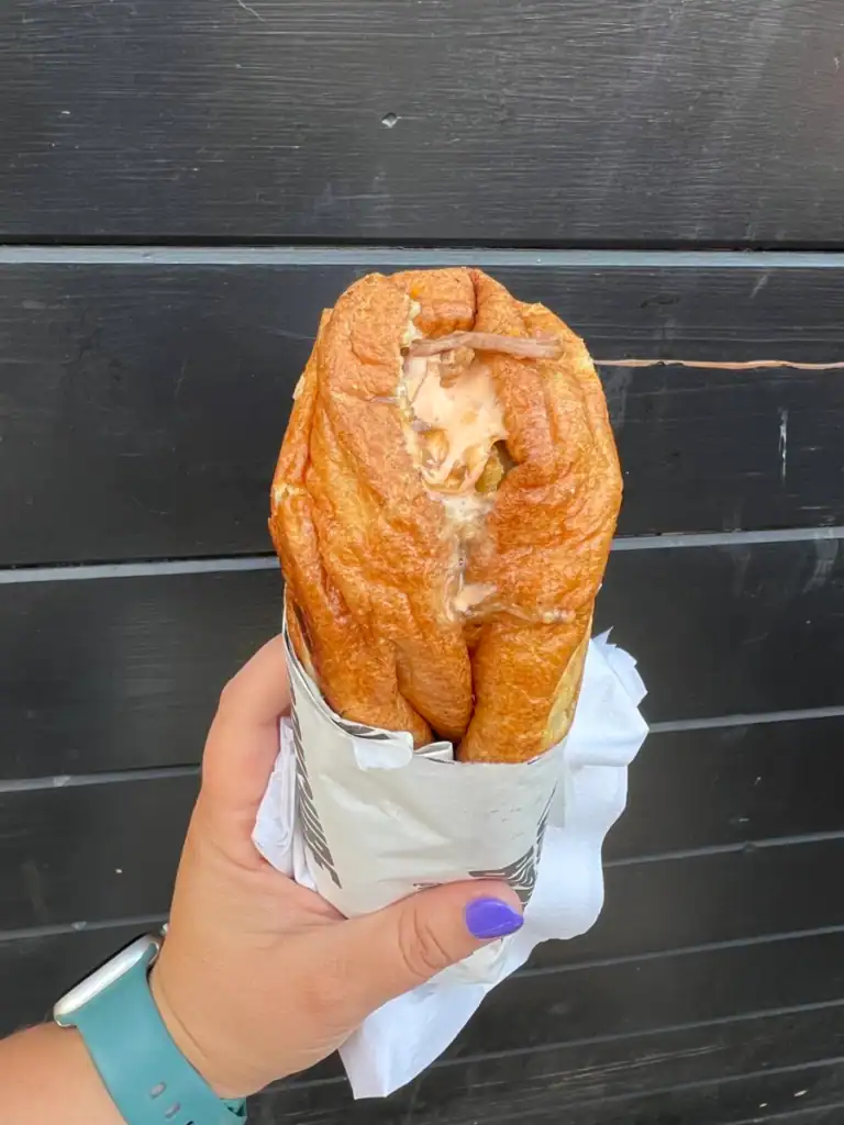 the Yorkshire burrito being held.