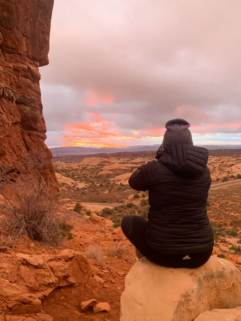 sunset at arches national park. 