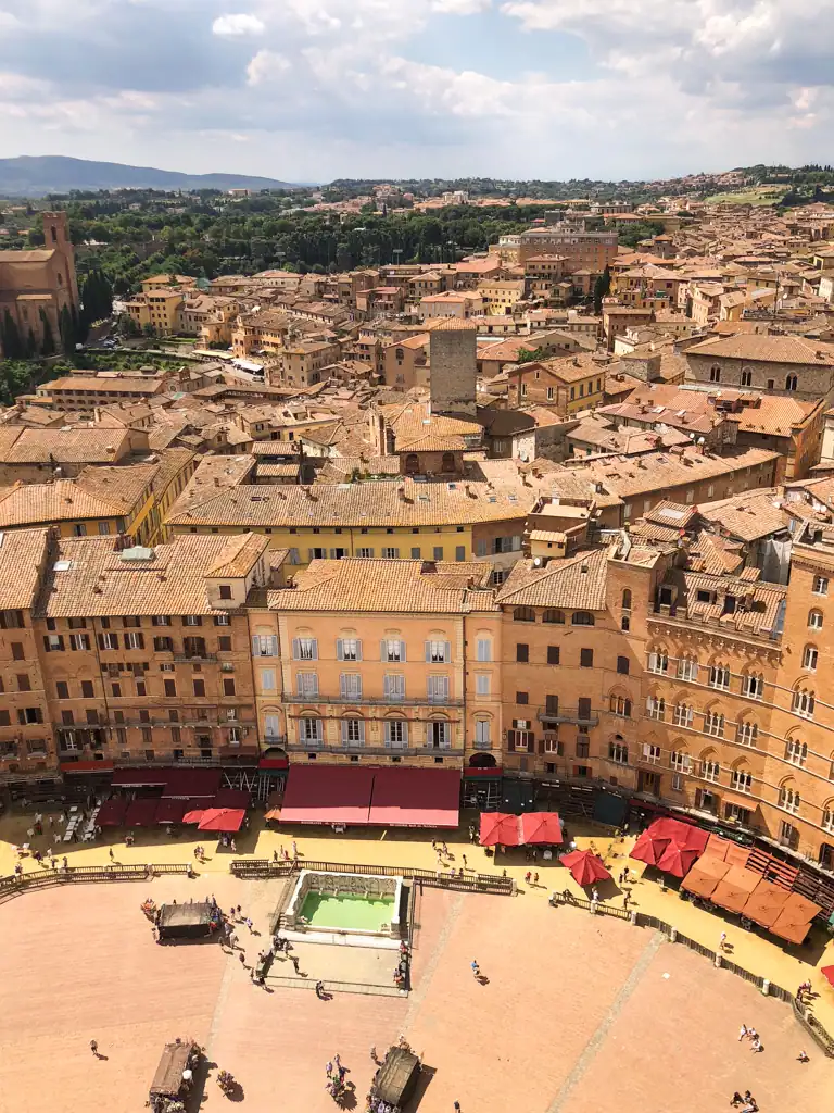 A view overlooking the main square in Siena. 
