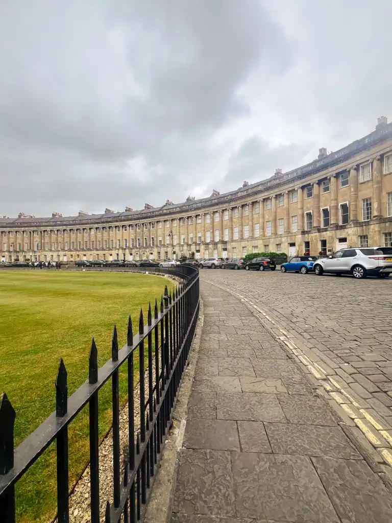The famous Royal crescent seen on a weekend in Bath.