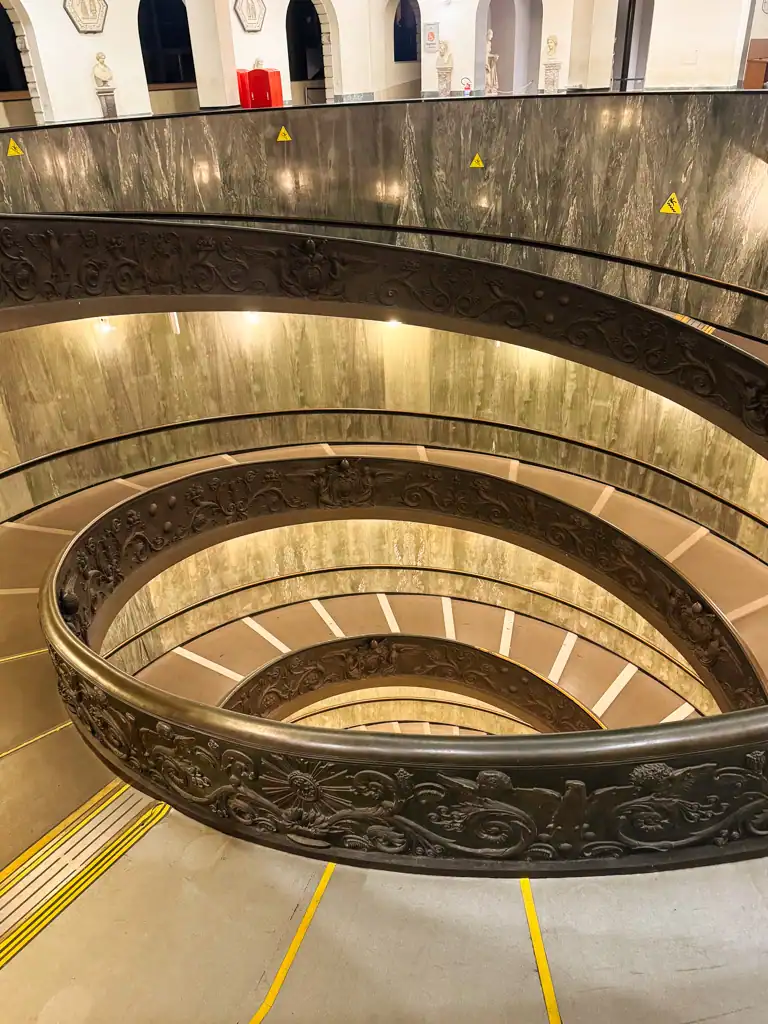The famous spiral staircase in the Vatican Museum seen on the keymaster tour. 