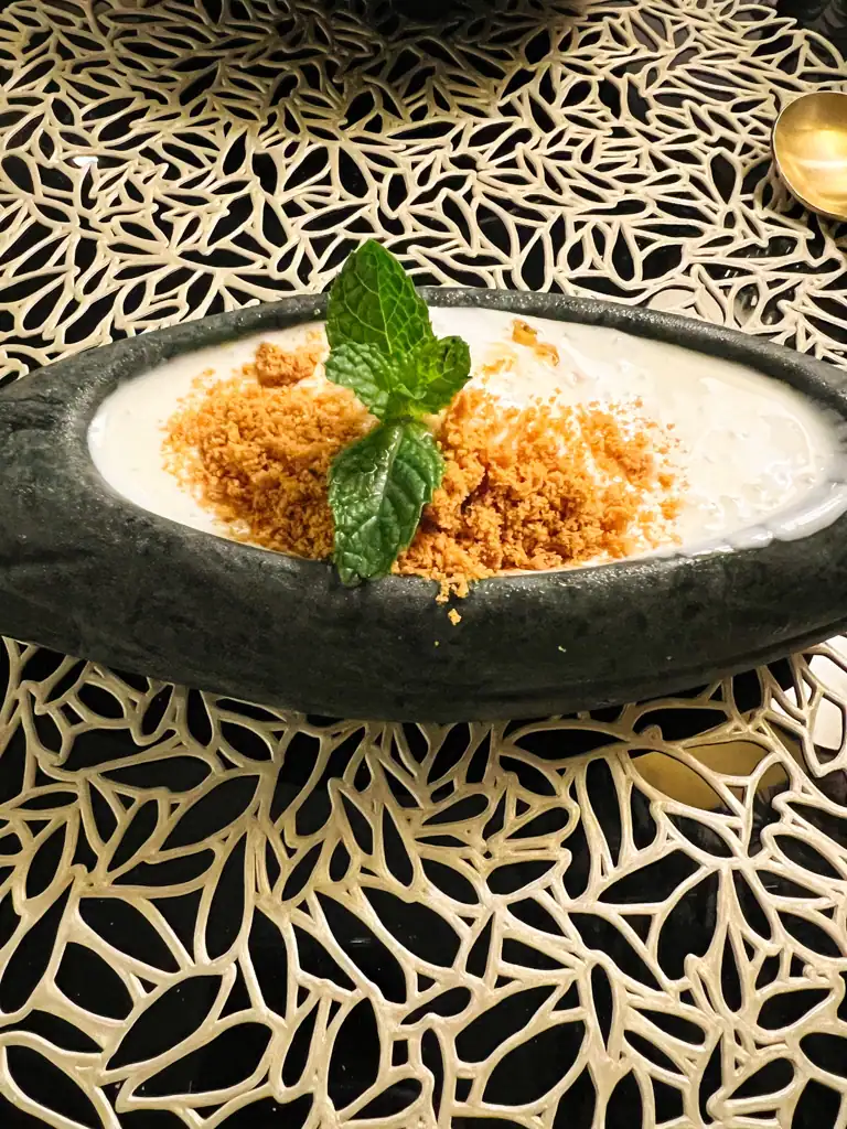 A cream dessert dish at Az-Zait in this review. 