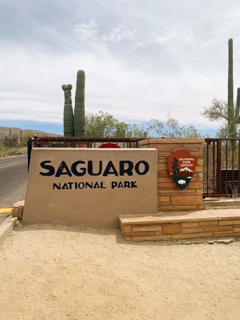 Saguaro National Park entrance sign.