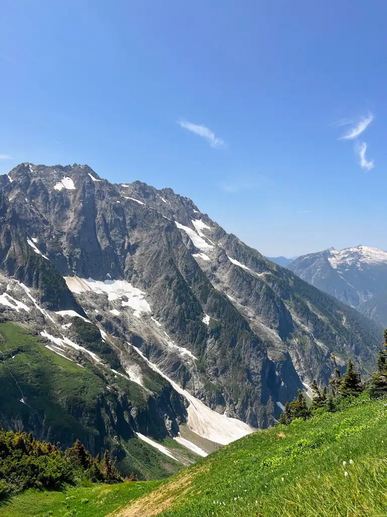 Views of the cascade mountains from a mountain path.
