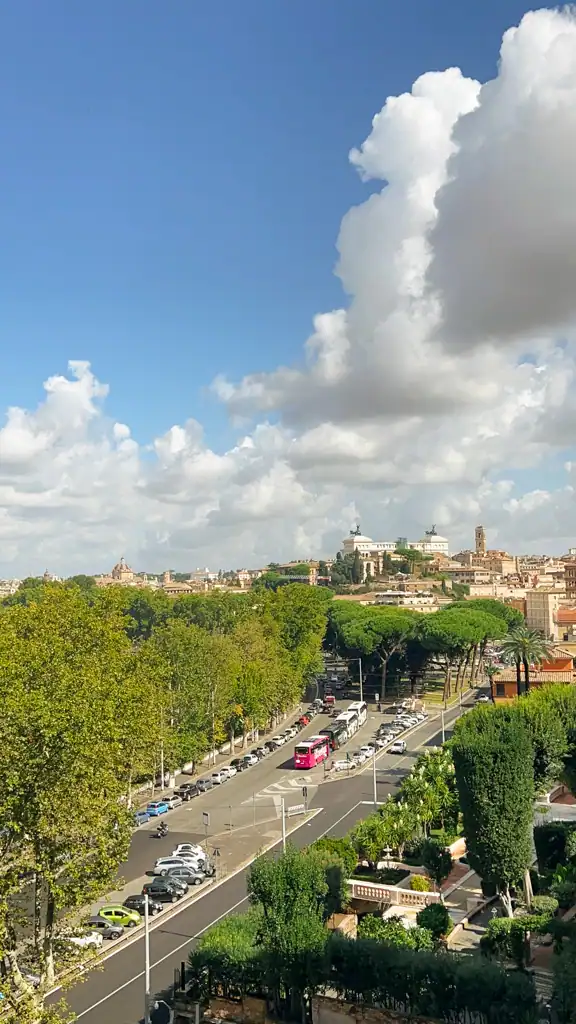 A view of Rome from Aventine Hill, one of the best neighborhoods to stay in Rome. 