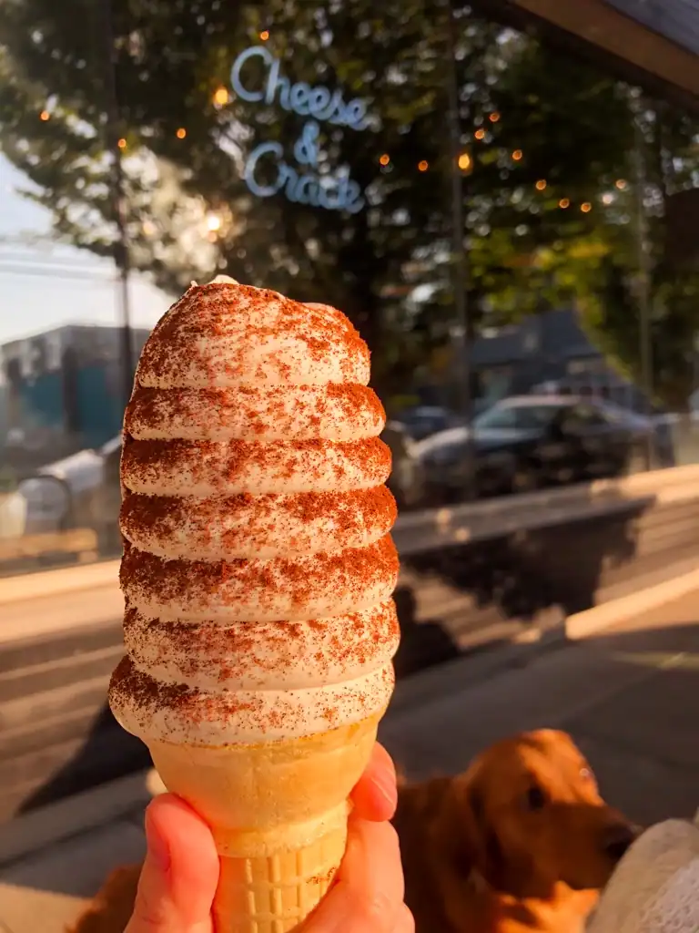 A large soft serve sunday, one of the best things to do in Portland. 