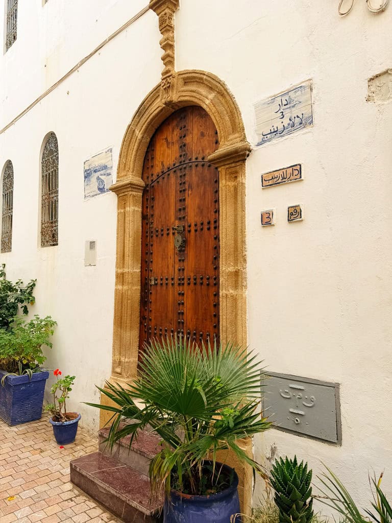 an ancient wooden door in the kasbah in Rabat. 