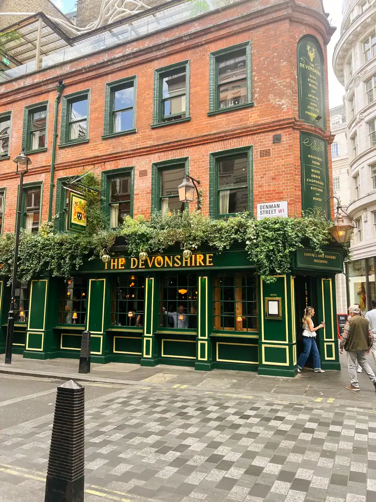 the outside of the devonshire pub in soho, see in a london guide: what o know before you go. 