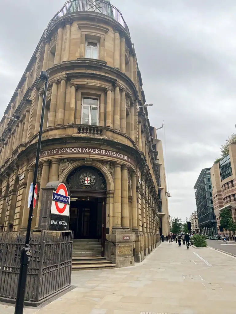 Buildings around the Bank Street tube station. 