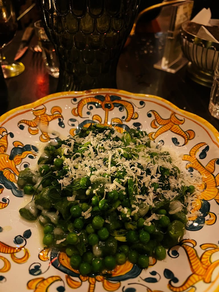 a pea dish from pink mamma in paris.