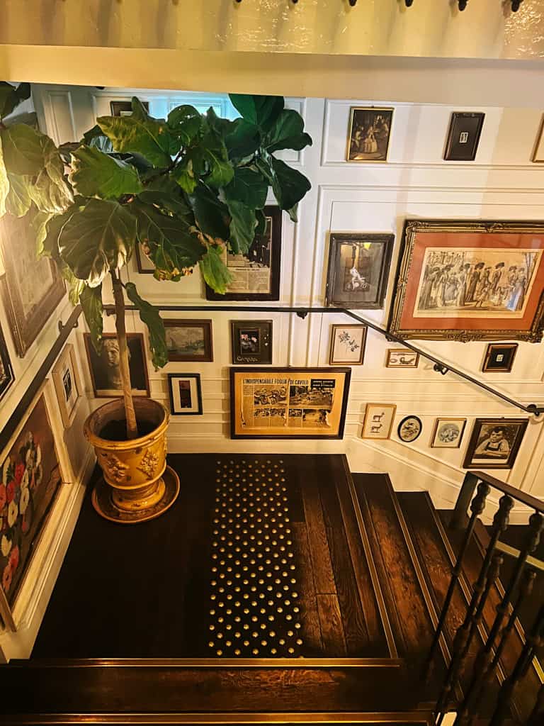 the stairwell at pink mamma in paris.