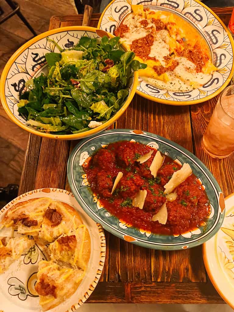 a few dishes from pink mamma in paris.