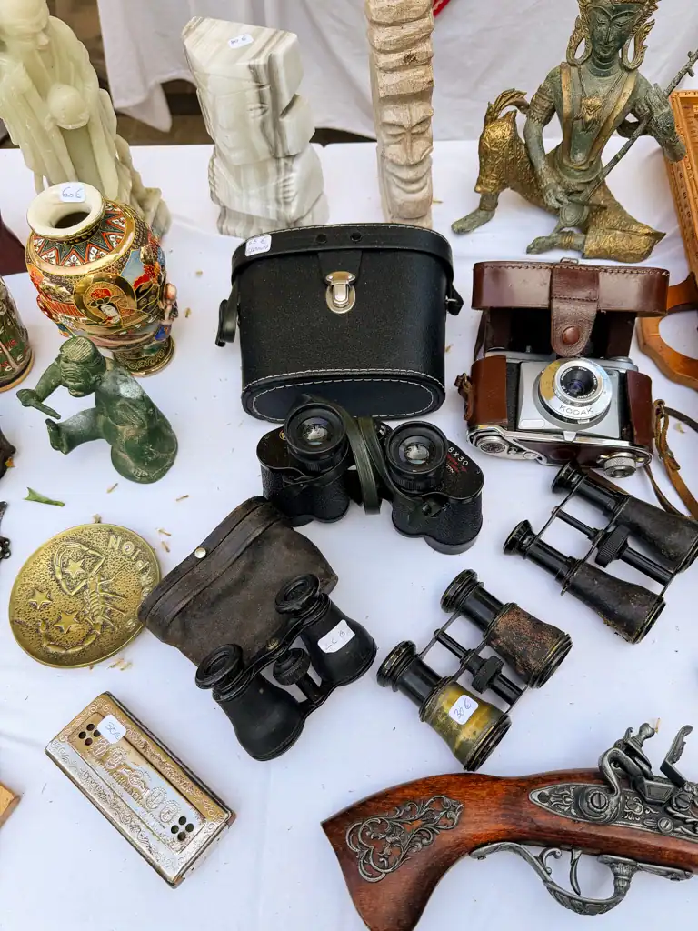 a collection of antiques found at the market at the weekend in aix-en-provence. 